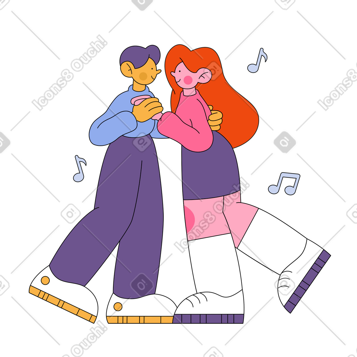 Bloom スタイルの 男と女のスローダンス のイラストをPNG、SVG形式でダウンロード