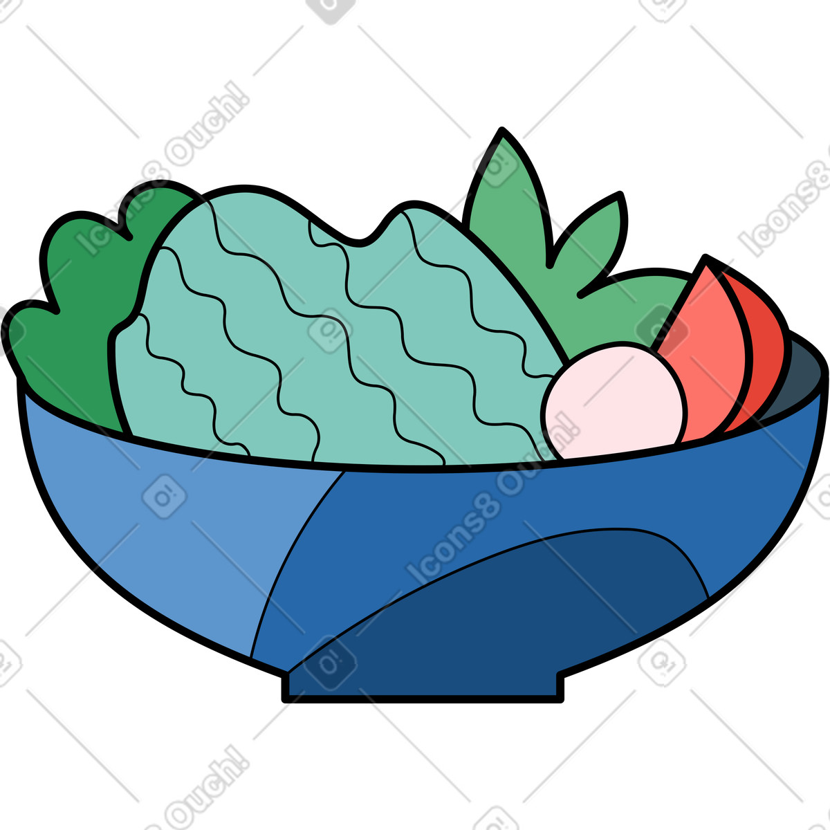 Ilustração de Salada vegetais em no estilo Surr para baixar em PNG, SVG