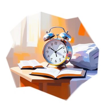 A classic twin bell alarm clock ringing loudly on a bedside table