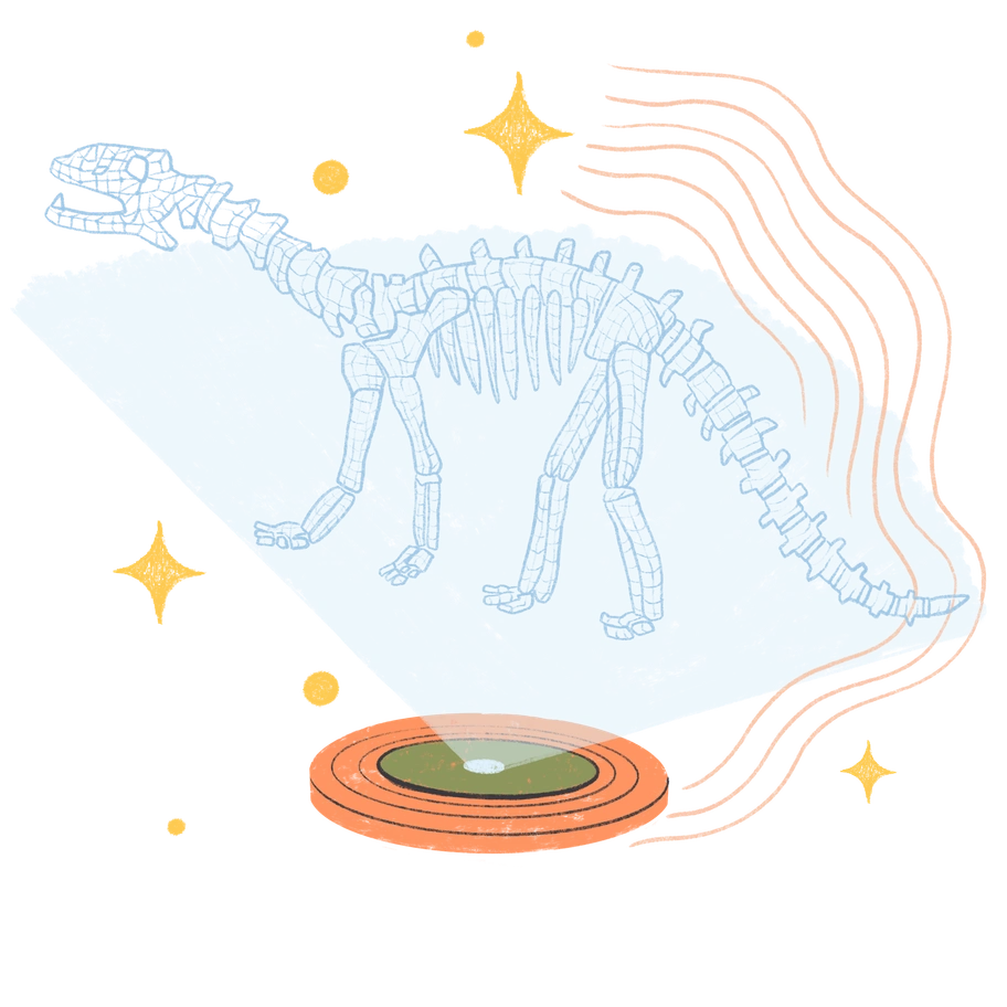 A smiling Earth surrounded by satellites and stars - Chalky style illustration