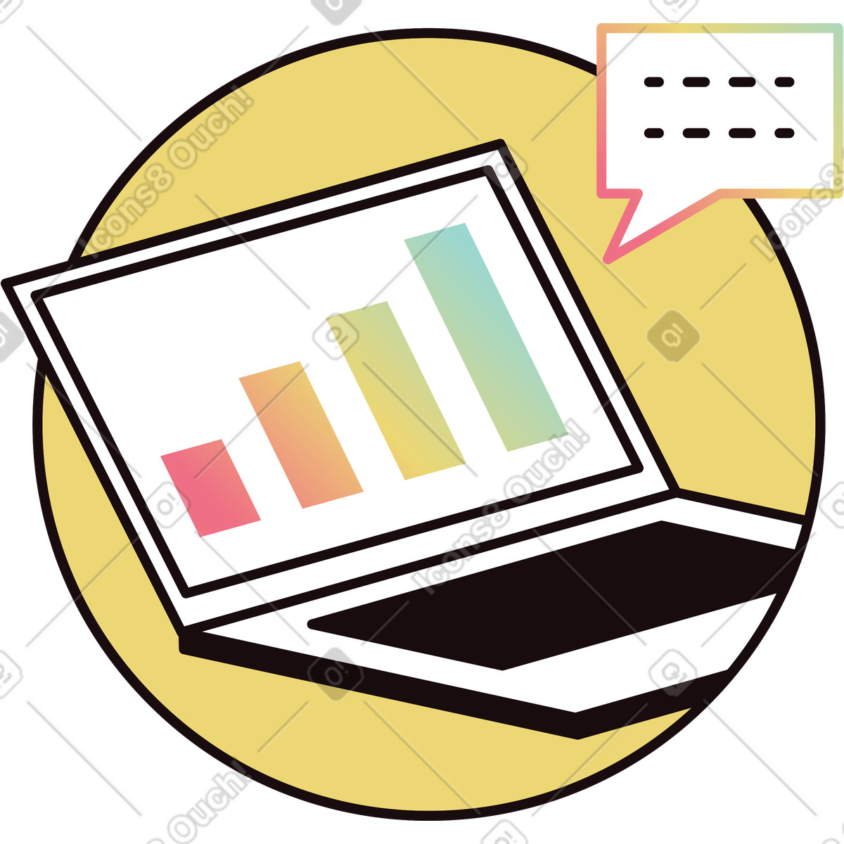 Laptop and message icon illustration in Delight style download in PNG, SVG