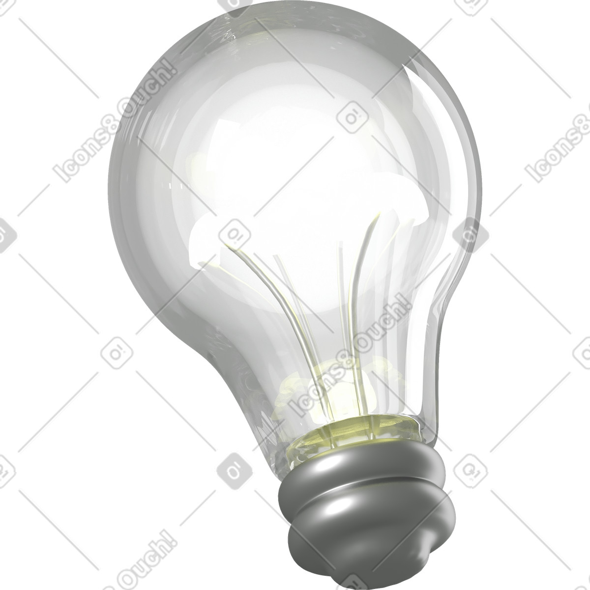 下载 3D Business 风格的 点亮的灯泡 插画，支持 PNG、SVG 格式