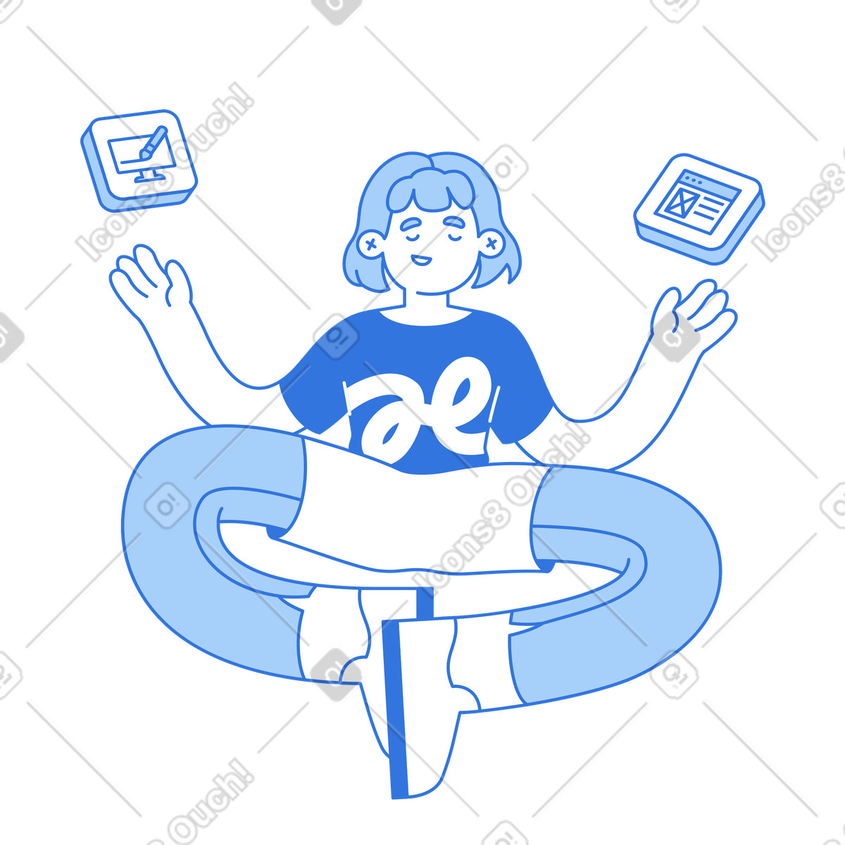 Анимированная иллюстрация Choosing between two design fields, Decision making in creative career в стиле Sky — скачать в форматах GIF, Lottie (JSON), AE