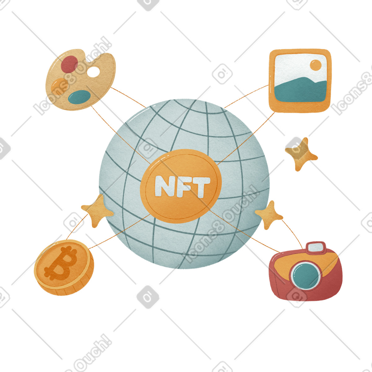 Иллюстрация Nft можно купить по всему миру за биткойны в PNG и SVG