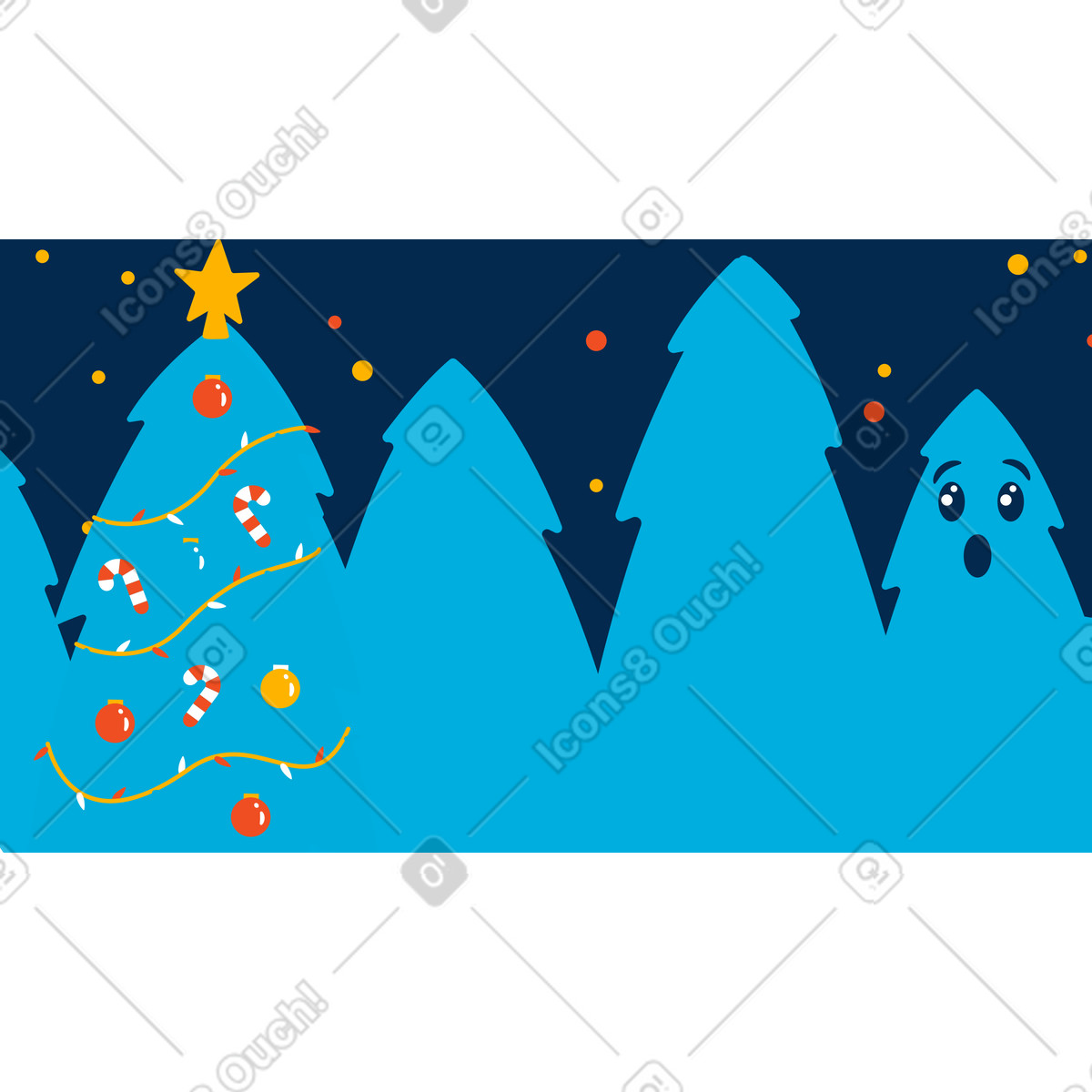 Trees are getting ready for the christmas illustration in Flame style download in PNG, SVG