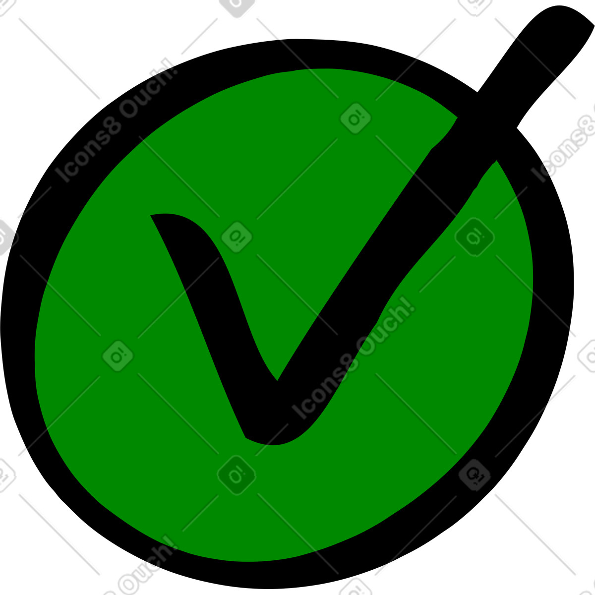 Green check mark illustration in Comic style download in PNG, SVG