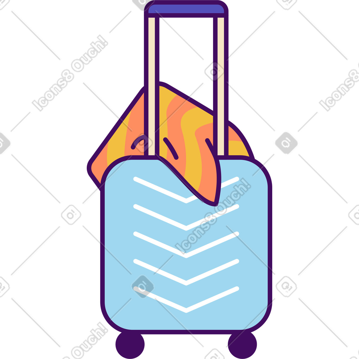 Simplistic スタイルの Suitcase on wheels のイラストをPNG、SVG形式でダウンロード