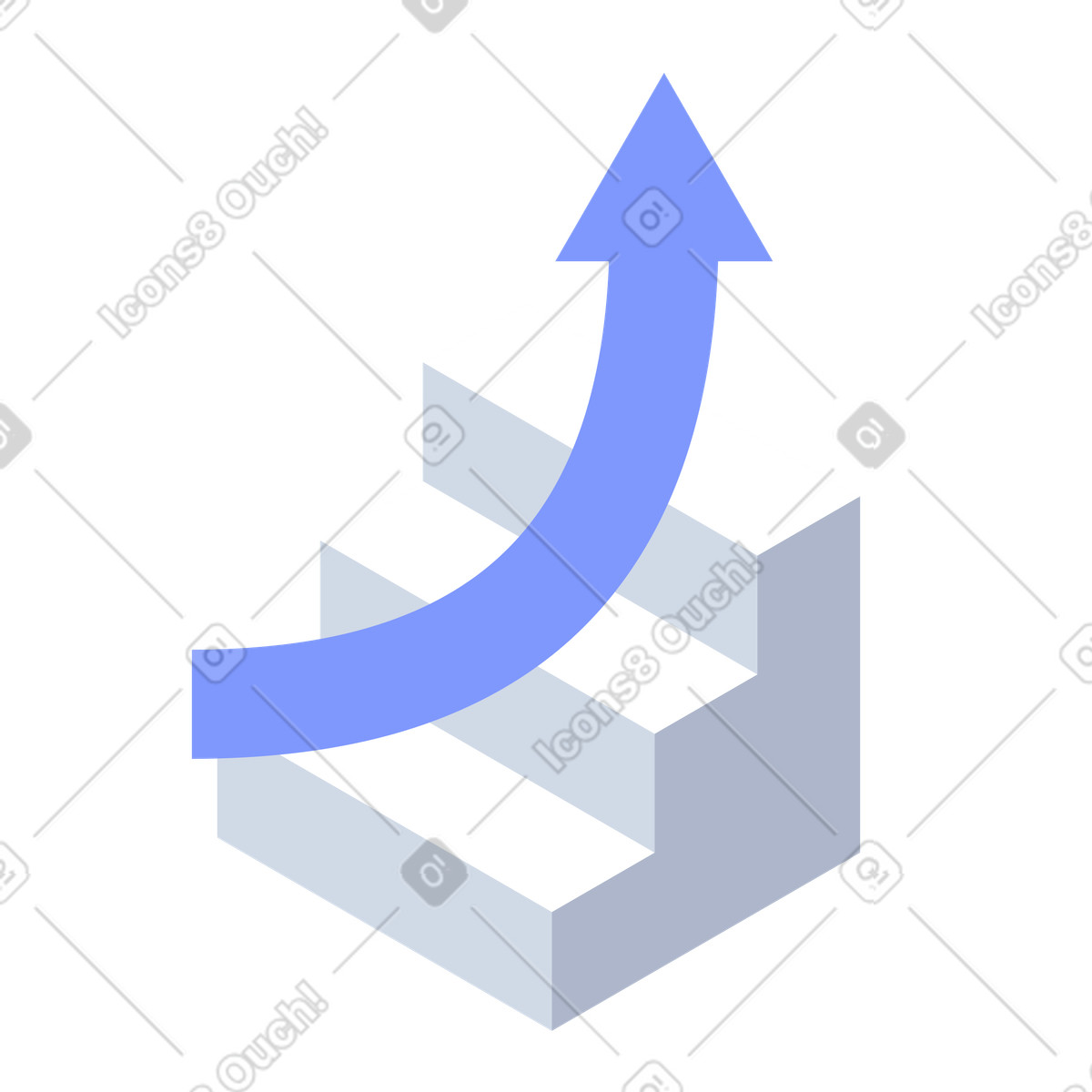 Growth arrow rising upward over stair steps symbolizing business progress-Illustration im System-Stil als Download in PNG, SVG