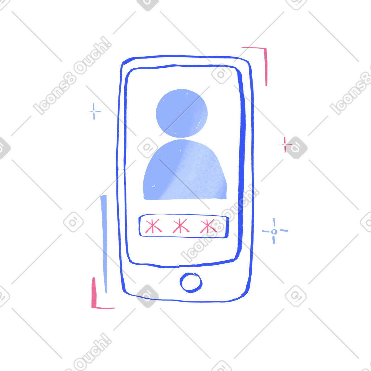Ilustração de Security code in a phone em no estilo Quirky para baixar em PNG, SVG