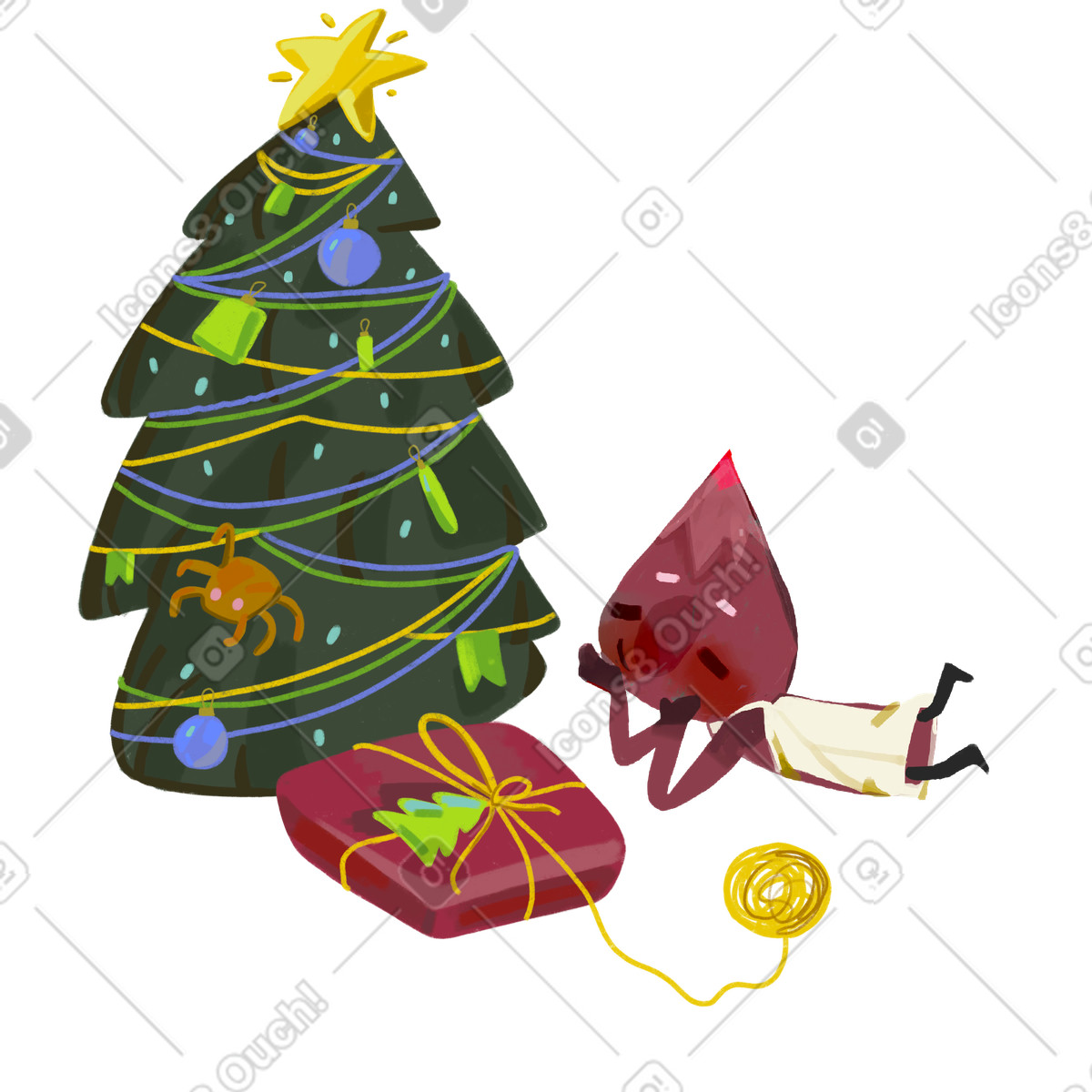 Ilustración Character waiting for Christmas en estilo Atomic a descargar en PNG y SVG
