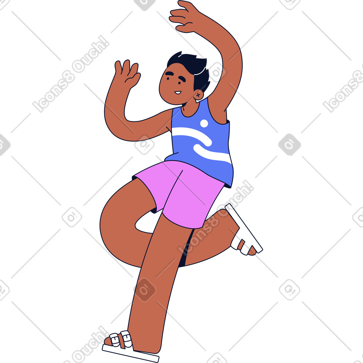 Fröhlicher mann mit erhobenen händen-Illustration im Flexy-Stil als Download in PNG, SVG