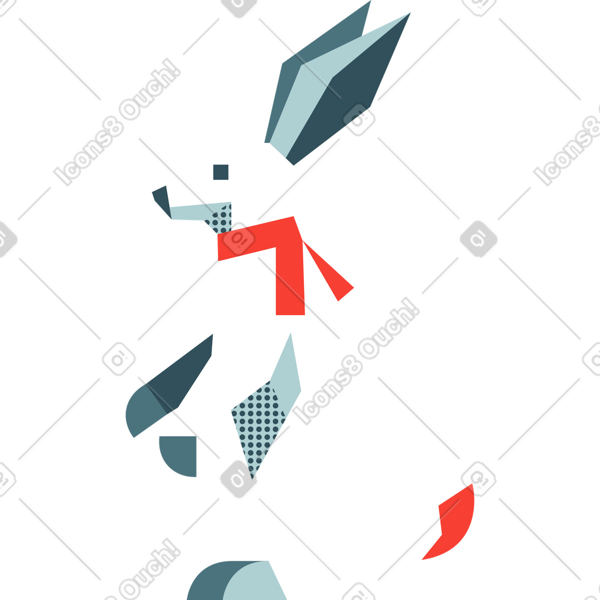 Rabbit illustration in Nordic style download in PNG, SVG