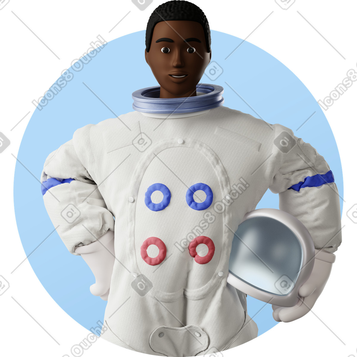Illustration Female astronaut with helment in hand dans le style 3D Business à télécharger aux formats PNG, SVG