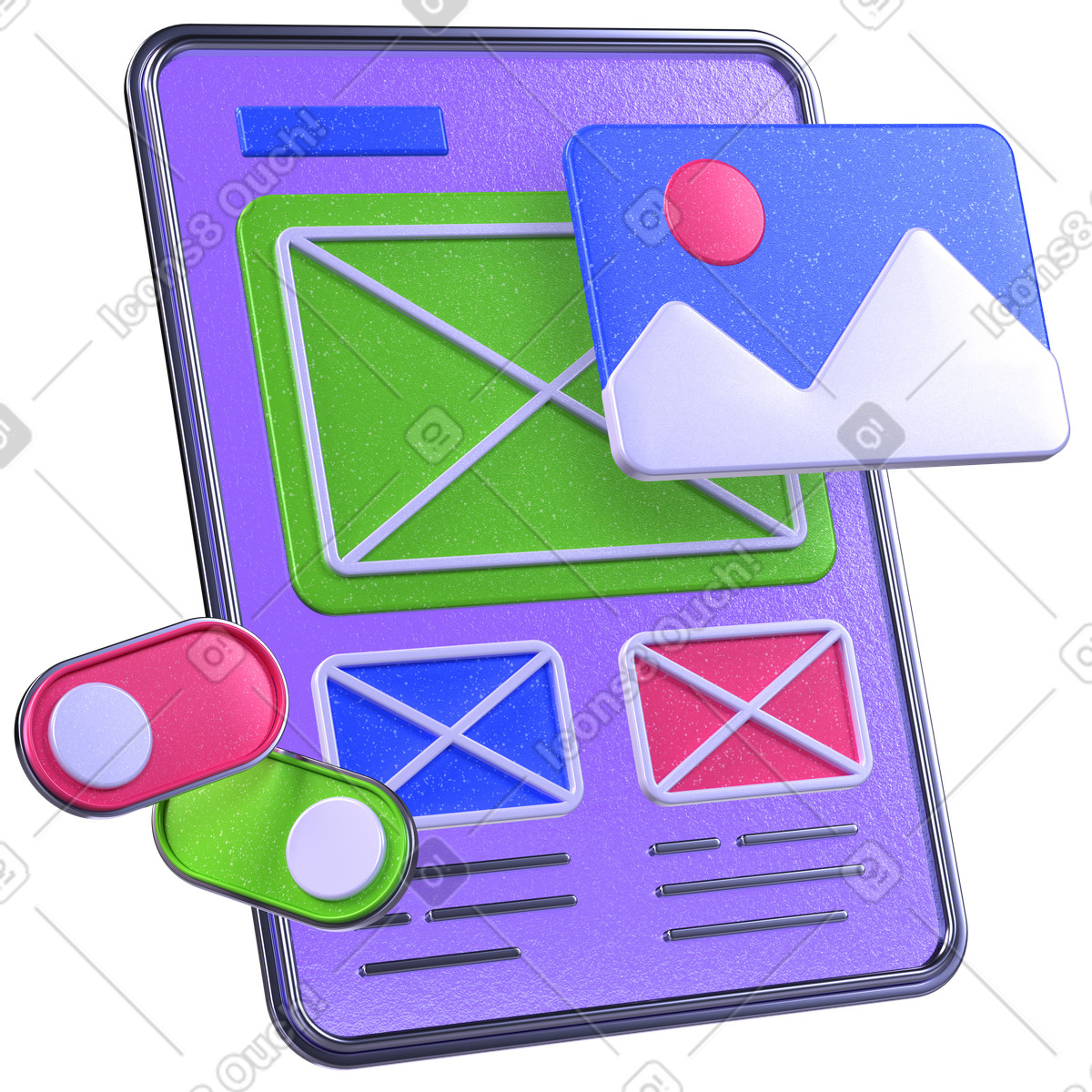 Website layout, UI UX wireframe, Design customization illustration in PNG, SVG