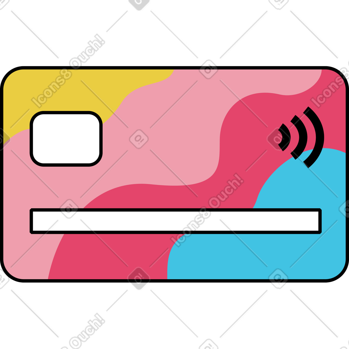 Carta bancaria multicolore illustrazione in stile Memphis scarica in PNG, SVG