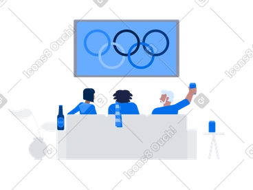 Sports fans watch the Olympic Games on TV PNG, SVG