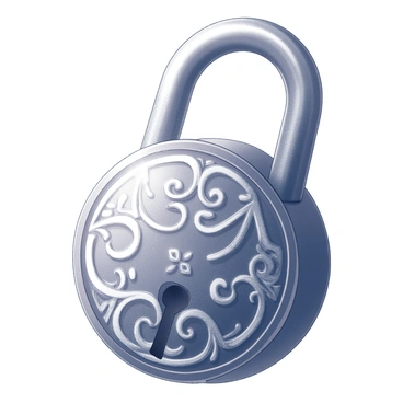 An intricately designed lock made of ornate metalwork. The lock features elaborate engravings and swirling patterns that suggest a sense of mystique. It appears to be glowing softly, highlighting the detailed craftsmanship and creating an aura of enchantment around it. The lock is set against a simple background, emphasizing its intricate features and giving it a sense of prominence and importance. The overall composition conveys a feeling of security and mystery, showcasing the lock as a seemingly unbreakable object.