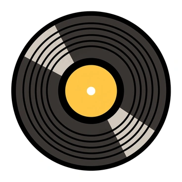 A vintage vinyl record with black radial grooves against a sepia background