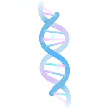A close-up view of a DNA double helix structure with a twisted ladder formation. The strands are represented with vibrant colors, showcasing a rainbow gradient effect along the backbone. The rungs of the ladder are depicted as pairs of colored shapes connecting the strands, illustrating the base pairs. The background features a soft gradient that enhances the overall visual contrast of the DNA structure.