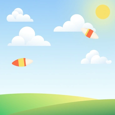A sky filled with fluffy clouds shaped like candy corn