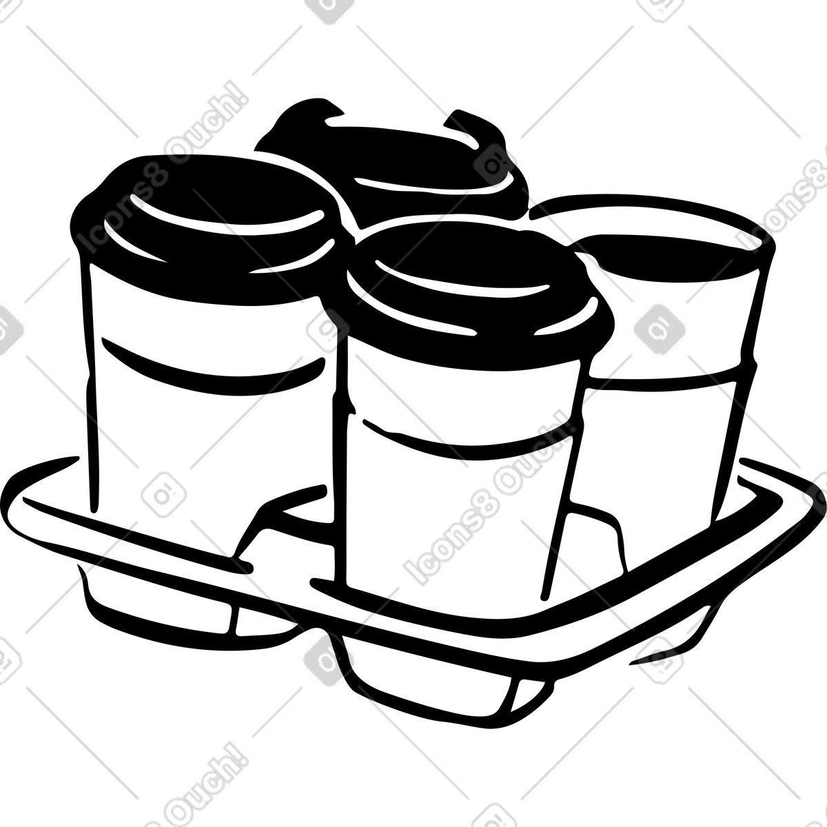 Kaffeetassen-set-Illustration im Line-Stil als Download in PNG, SVG