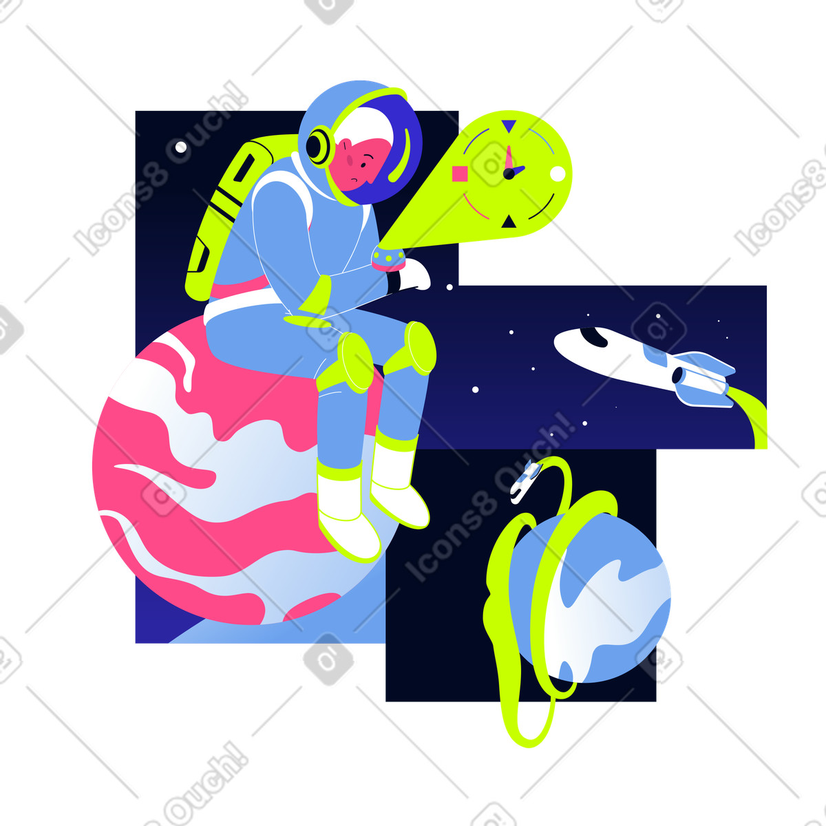 Please wait illustration in PNG, SVG