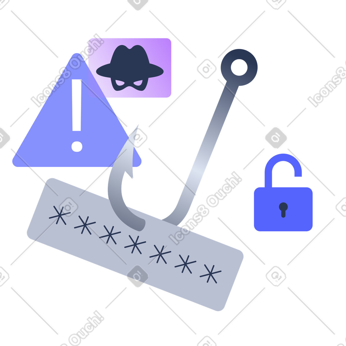 Ilustración Phishing y robo de información personal en línea estilo Lucent a descargar PNG SVG