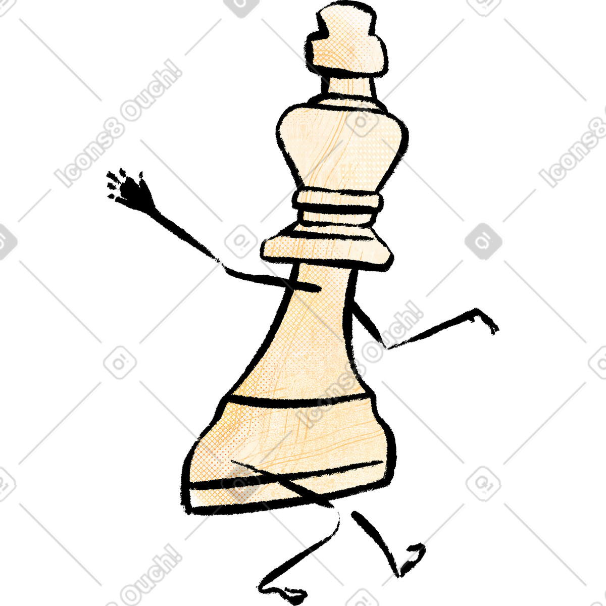 Ilustración Rey del ajedrez en estilo Doobry a descargar en PNG y SVG