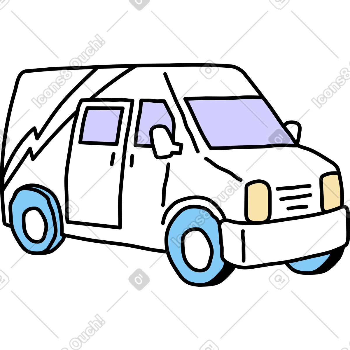 Ilustração de Van entrega em no estilo Notes para baixar em PNG, SVG