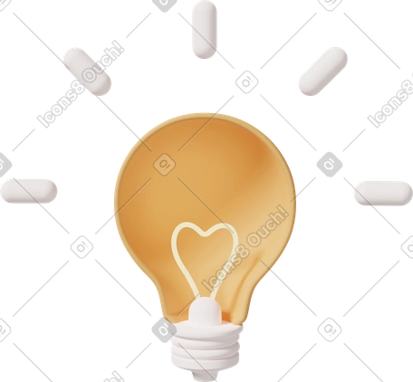 3D 想法黄灯 PNG, SVG