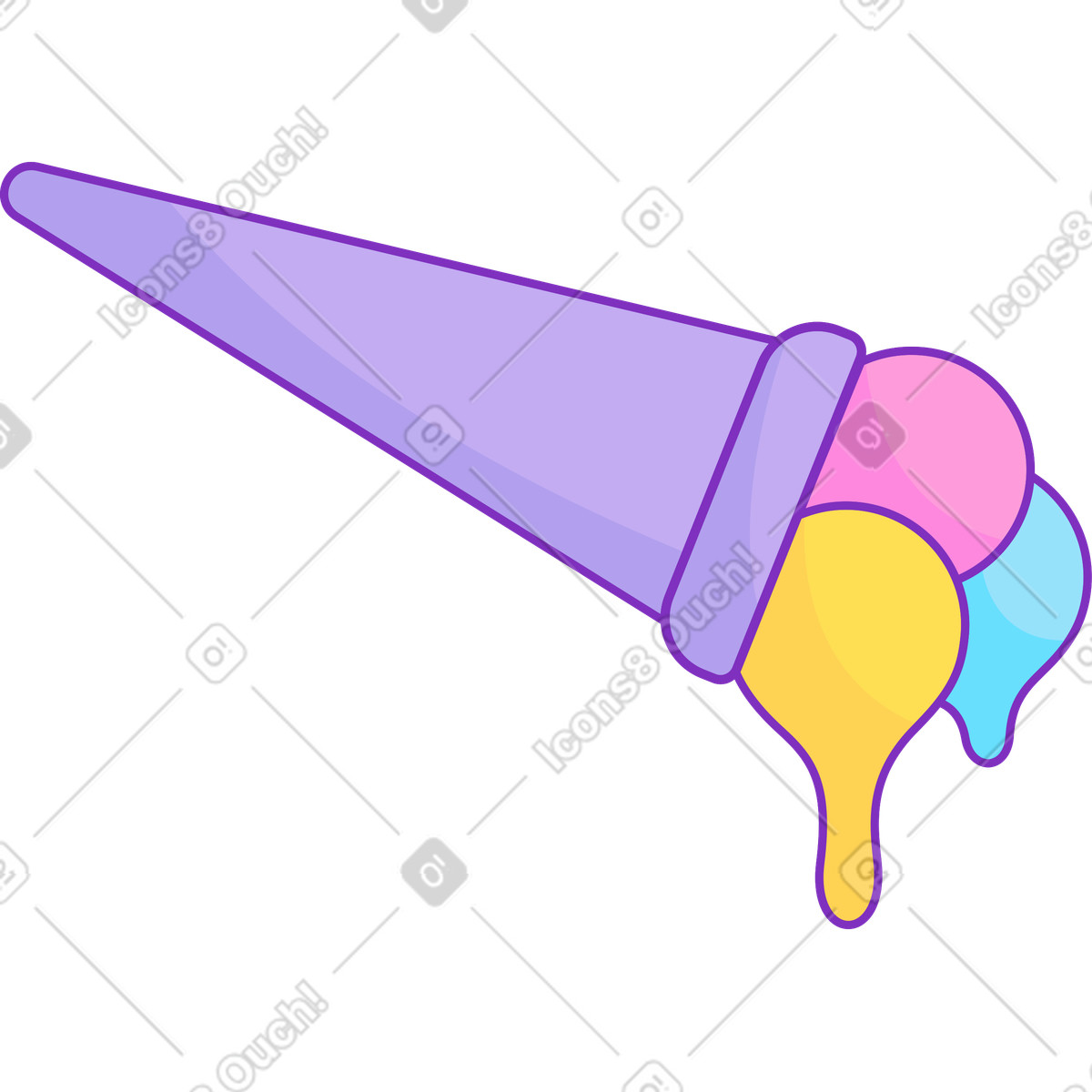 Horn ice cream illustration in Elastic style download in PNG, SVG