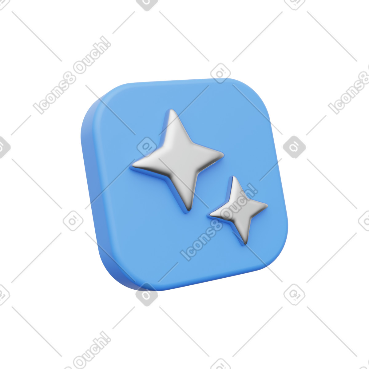 Blue icon with AI stars illustration in PNG, SVG