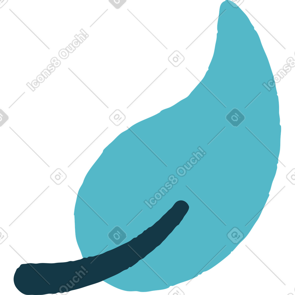 下载 Flamenco 风格的 Blue leaf with black stem 插画，支持 PNG、SVG 格式