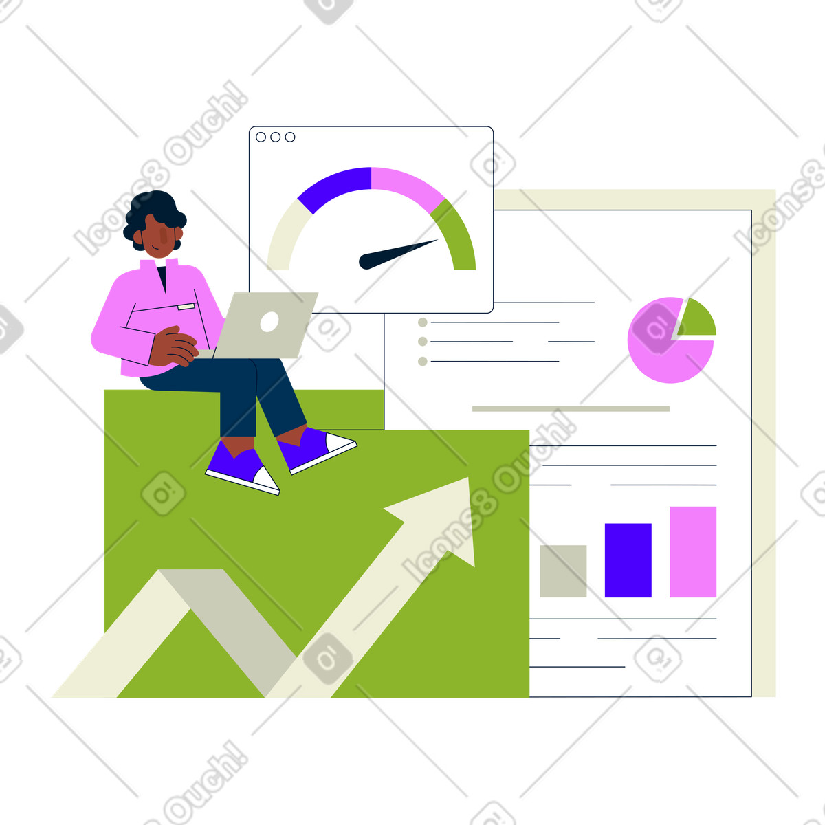 Employee doing risk management illustration clipart image for company in PNG SVG GIF