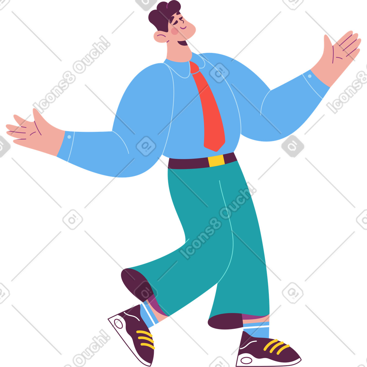 Ilustração de Homem com os olhos fechados estendeu as mãos em no estilo Sammy para baixar em PNG, SVG