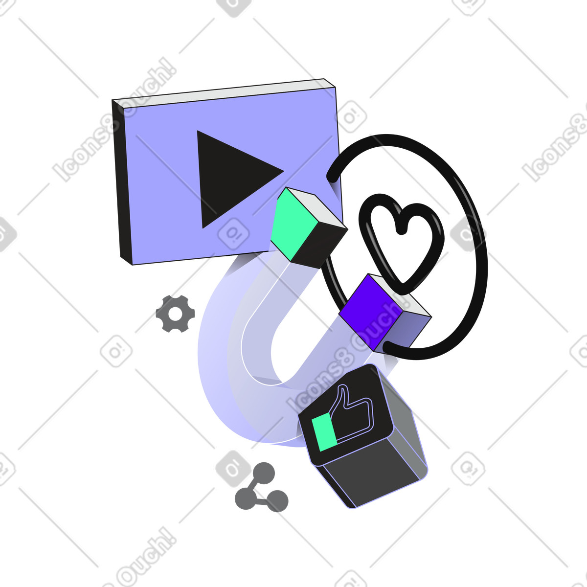 Ilustração de Marketing na web ou publicidade online em no estilo Incut para baixar em PNG, SVG
