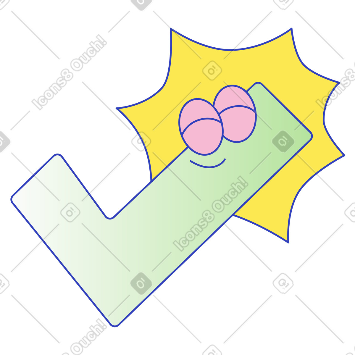 Smiling approval check, positive status and validation illustration in Eyeful style download in PNG, SVG