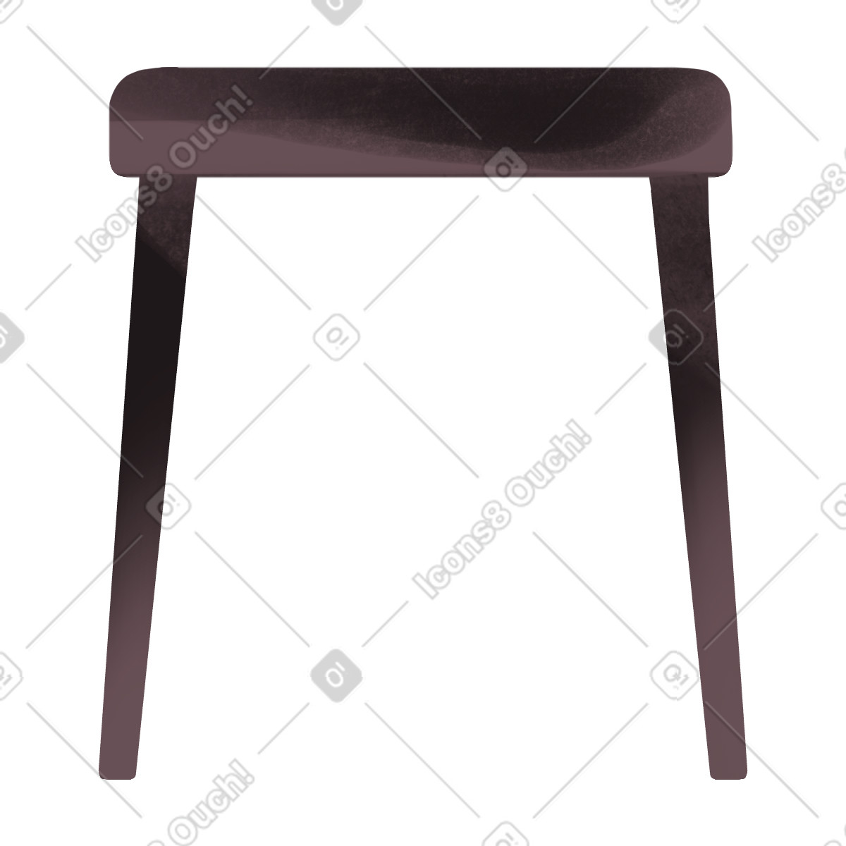 Chair without backrest brown illustration in Demure style download in PNG, SVG