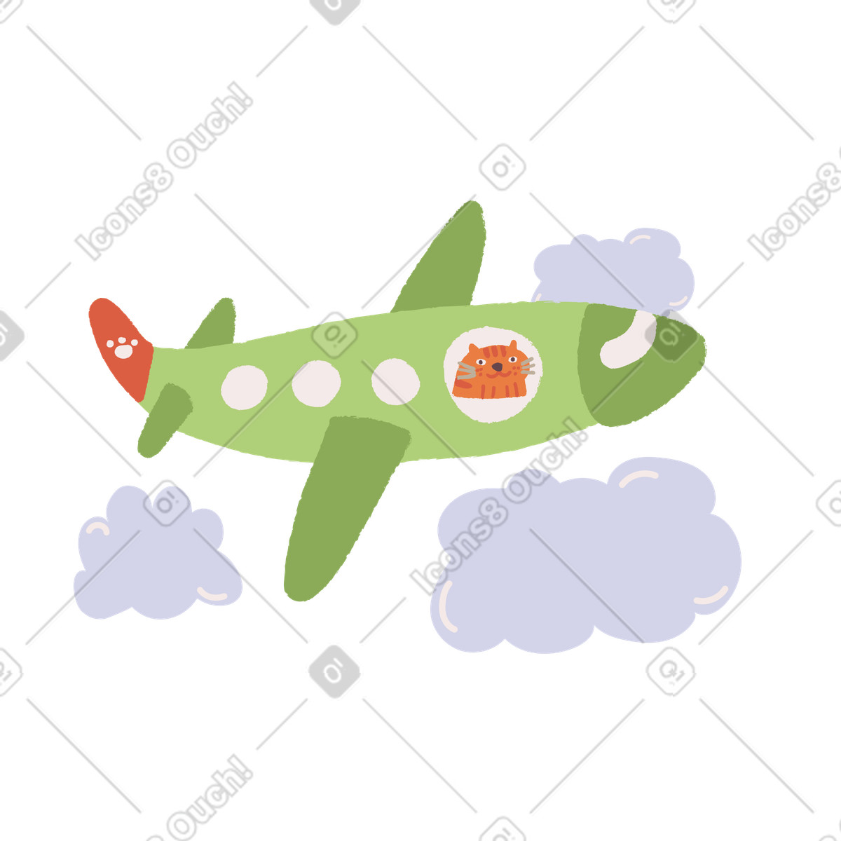 It's time to travel illustration in Ginger Cat style download in PNG, SVG
