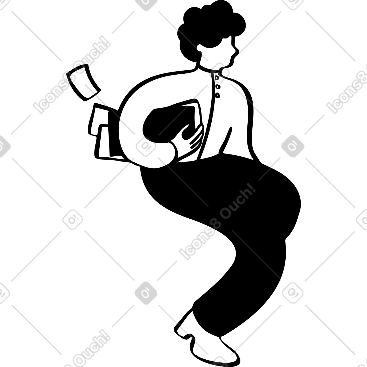 Person sitzt-Illustration im Journal-Stil als Download in PNG, SVG