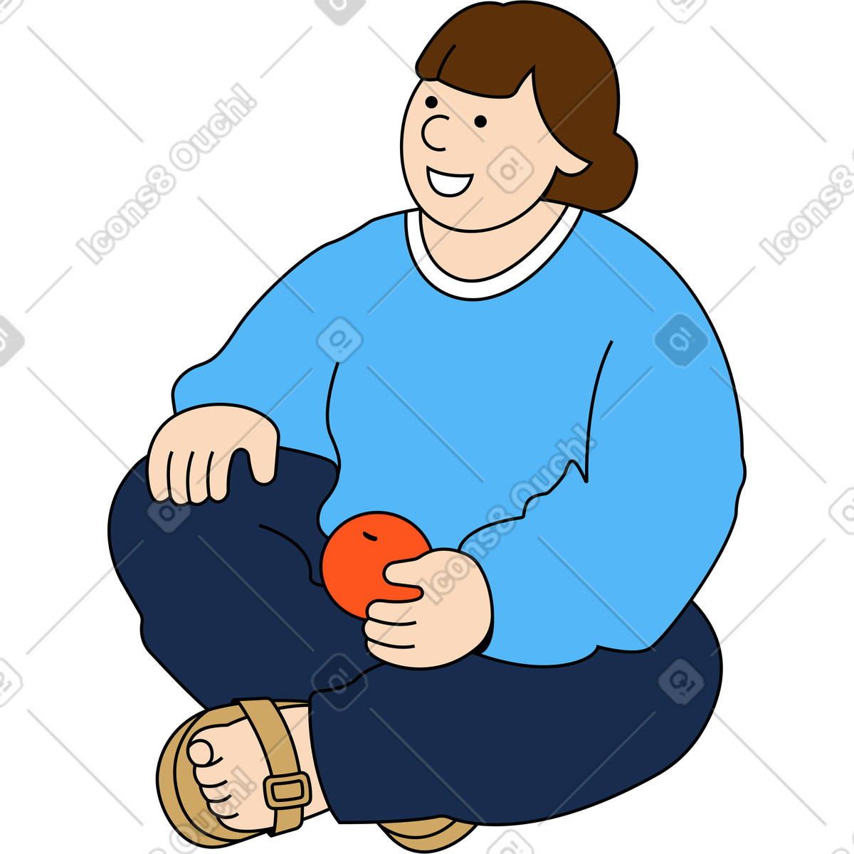 Иллюстрация Молодая женщина сидит в стиле Kindy — скачать в форматах PNG, SVG