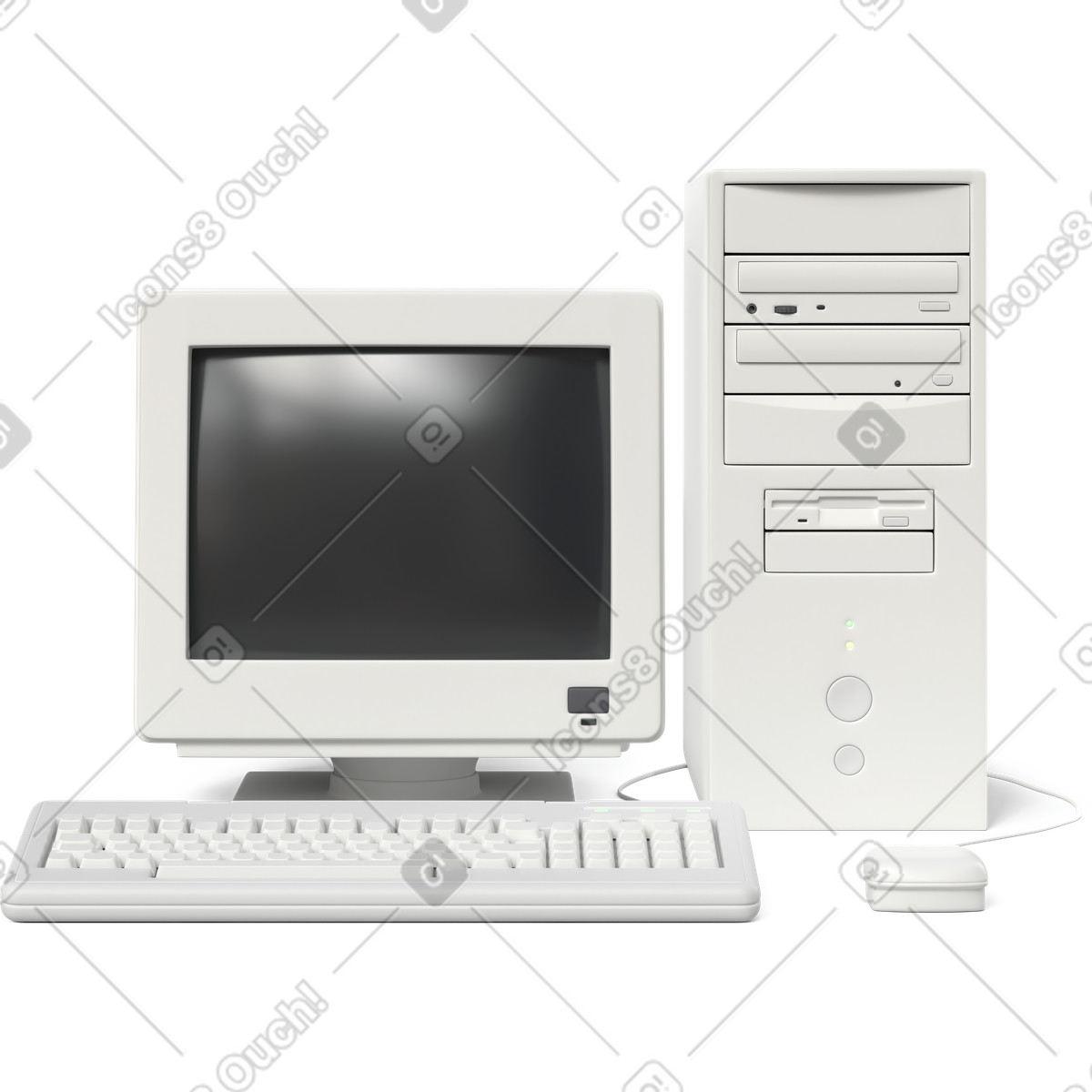 Pc front view illustration in 3D Business style download in PNG, SVG