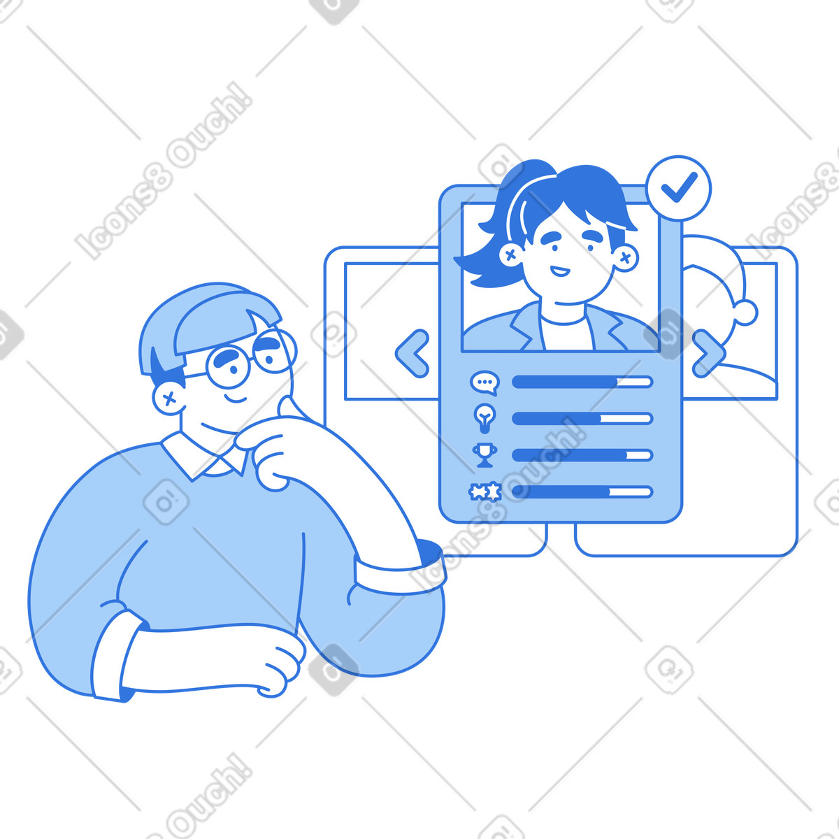 HR choosing the best candidate illustration in Sky style download in PNG, SVG