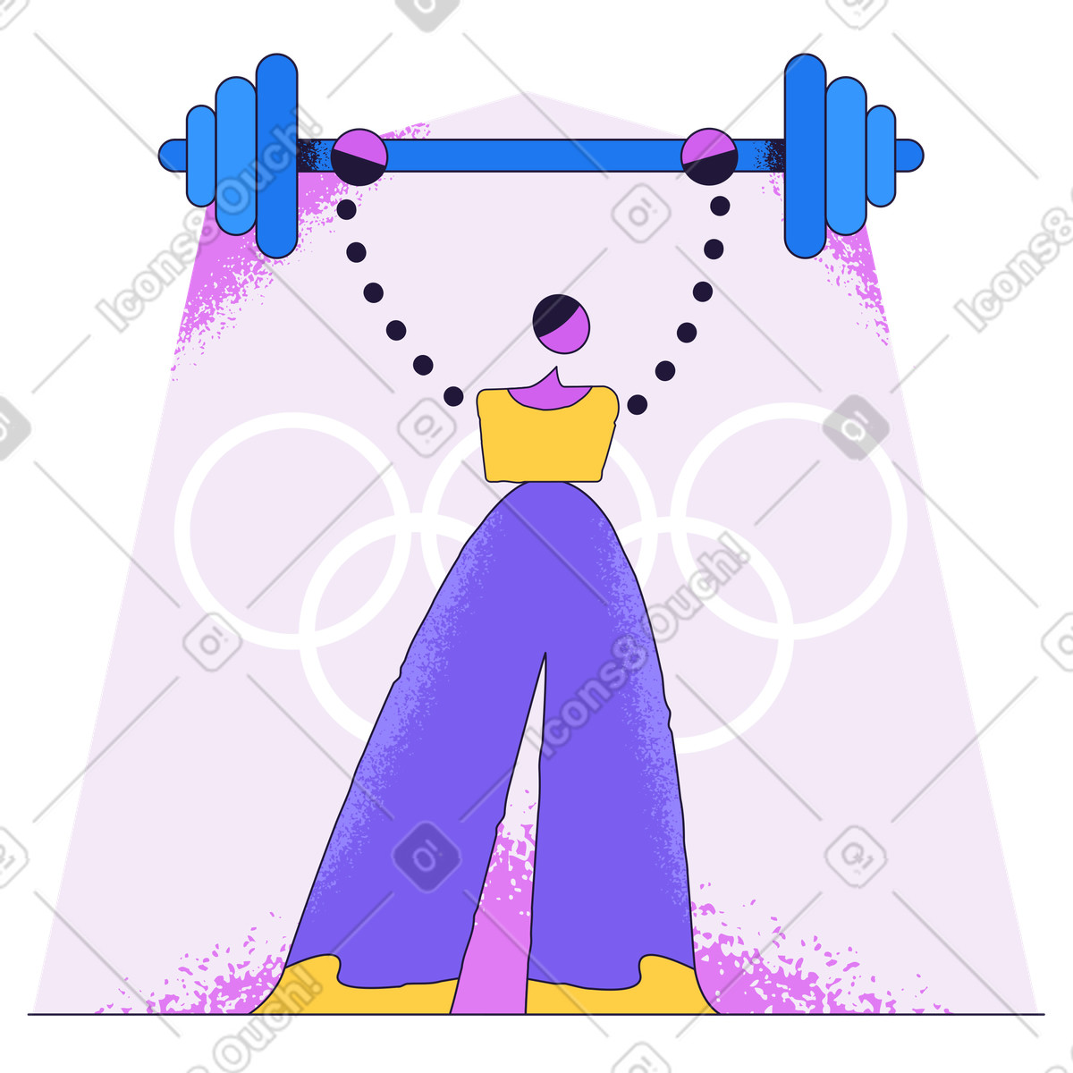 Mann, der bei den olympischen spielen im gewichtheben antritt-Illustration Conifer-Stil als Download in PNG, SVG