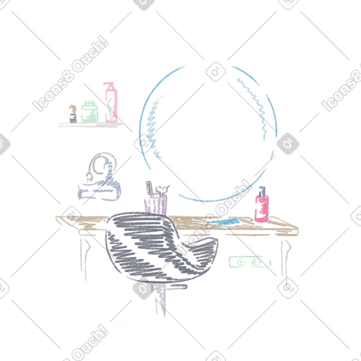 Background of the hairdressing salon illustrazione in stile Sketchbook scarica in PNG, SVG