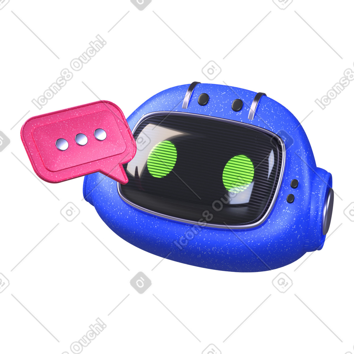 Illustration Chatbot avec bulle de dialogue dans le style 3D Boost à télécharger aux formats PNG, SVG