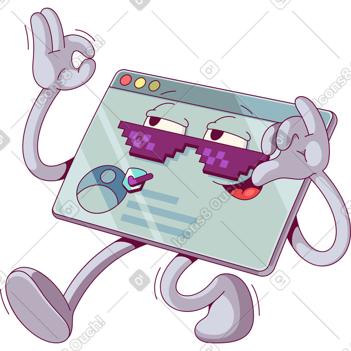 Browser mit brille-Illustration im Handy-Stil als Download in PNG, SVG