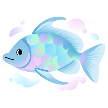 A close-up of an angelfish displaying its shimmering rainbow-colored scales. The scales reflect a spectrum of colors, creating a vibrant and iridescent effect. The angelfish's fins are elegantly spread out, showcasing their delicate structure and texture. Surrounding the fish is a soft gradient of pastel colors that enhance the overall visual appeal. The underwater scene is gently illuminated, highlighting the beauty of the angelfish in its natural habitat.