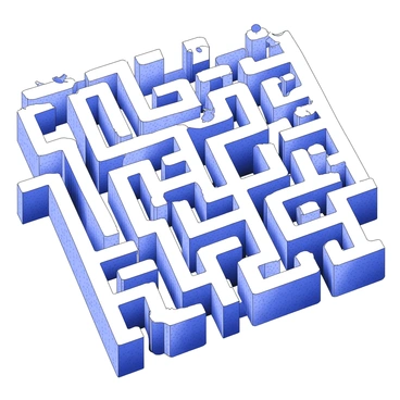 A labyrinth where pathways resemble intricate synapse connections