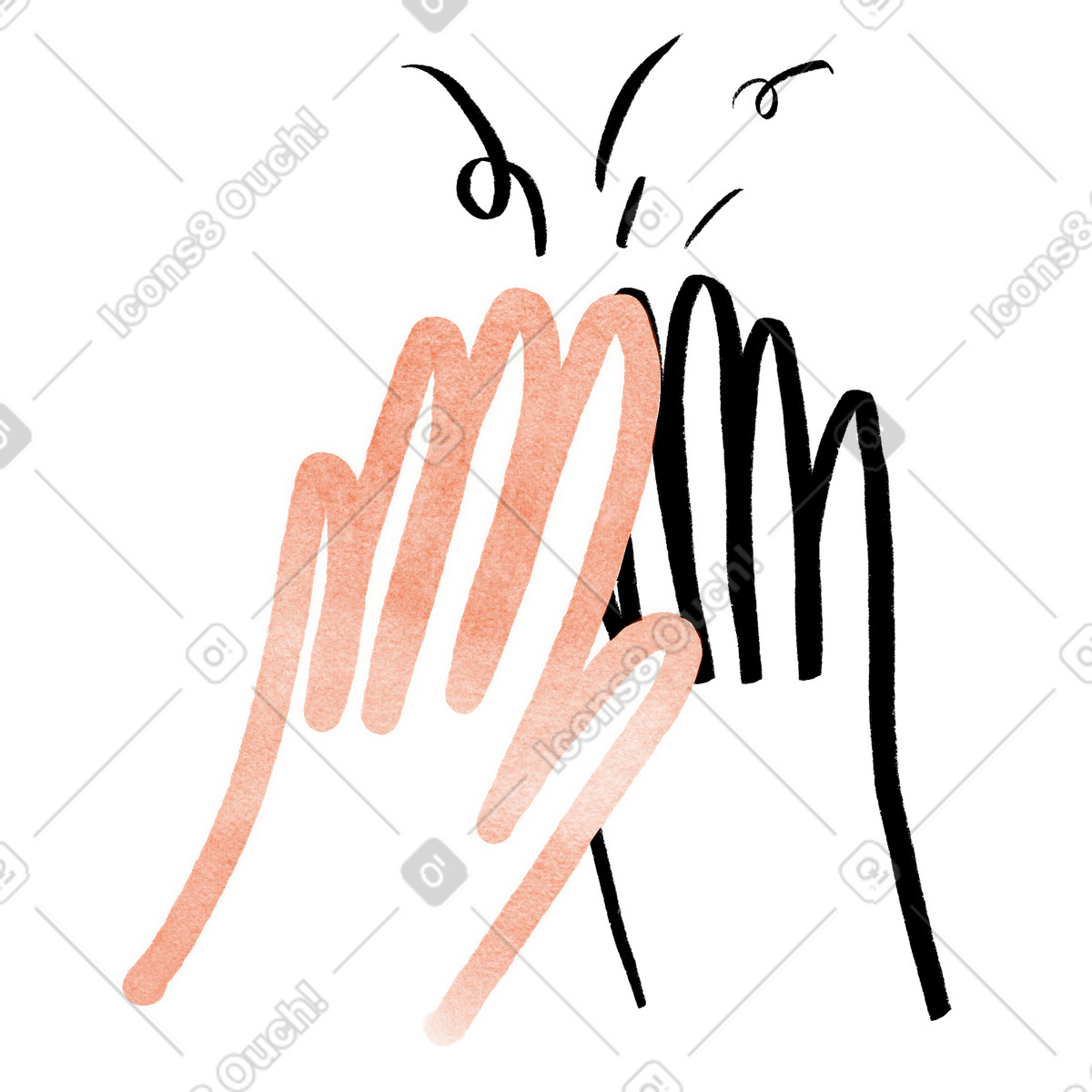 Hand drawn high five gesture, celebrating achievement, peer encouragement and recognition animated illustration in Hand-drawn animation style download in GIF, Lottie (JSON), AE